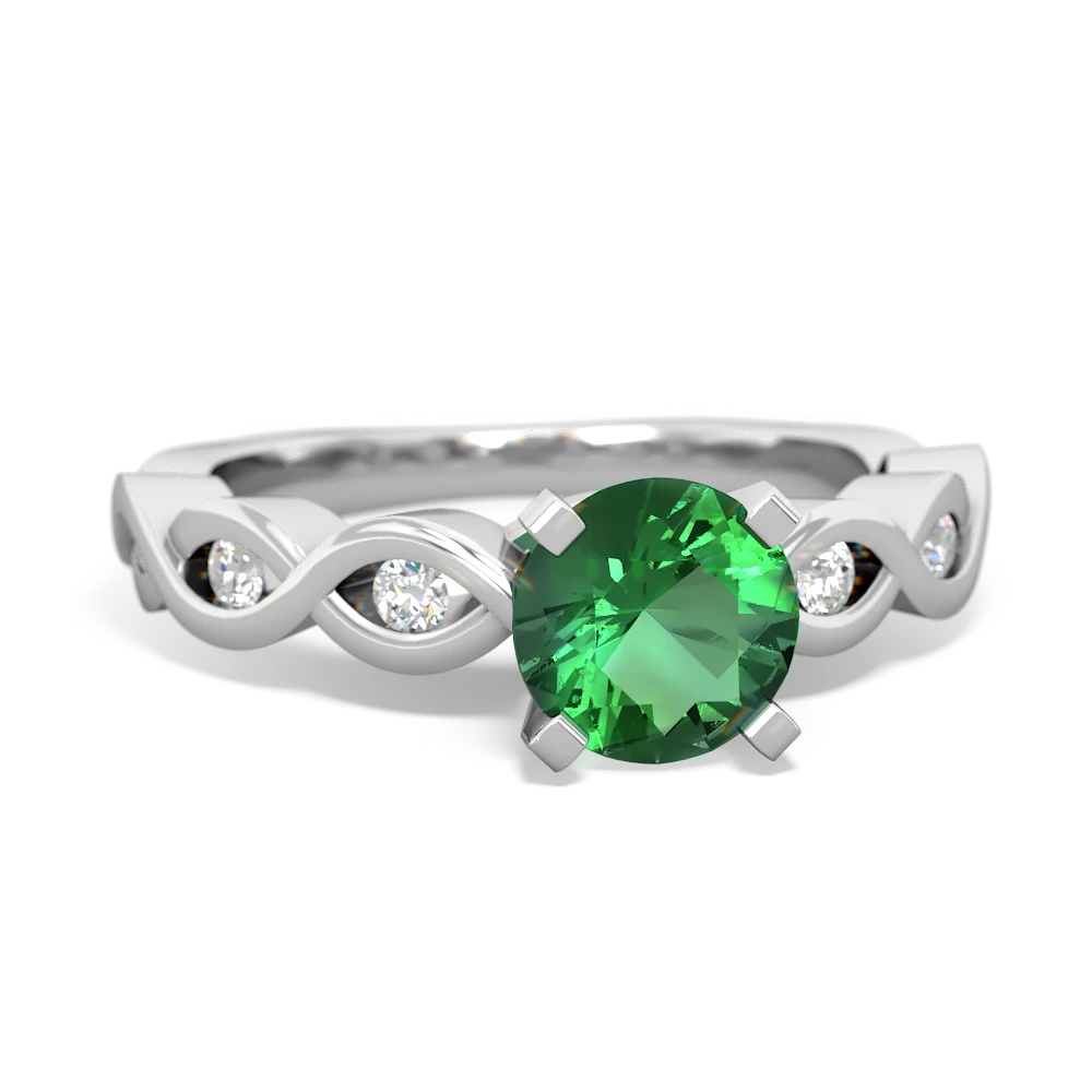 Lab Emerald Infinity 6Mm Round Engagement 14K White Gold ring R26316RD