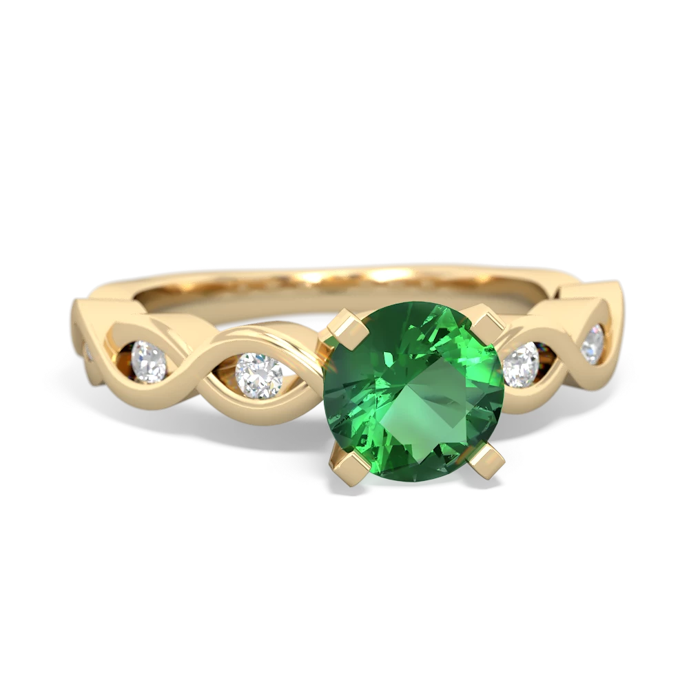 Lab Emerald Infinity 6Mm Round Engagement 14K Yellow Gold ring R26316RD
