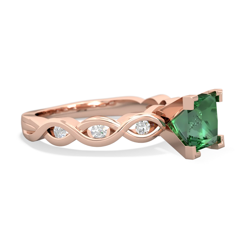 Lab Emerald Infinity 6Mm Princess Engagement 14K Rose Gold ring R26316SQ