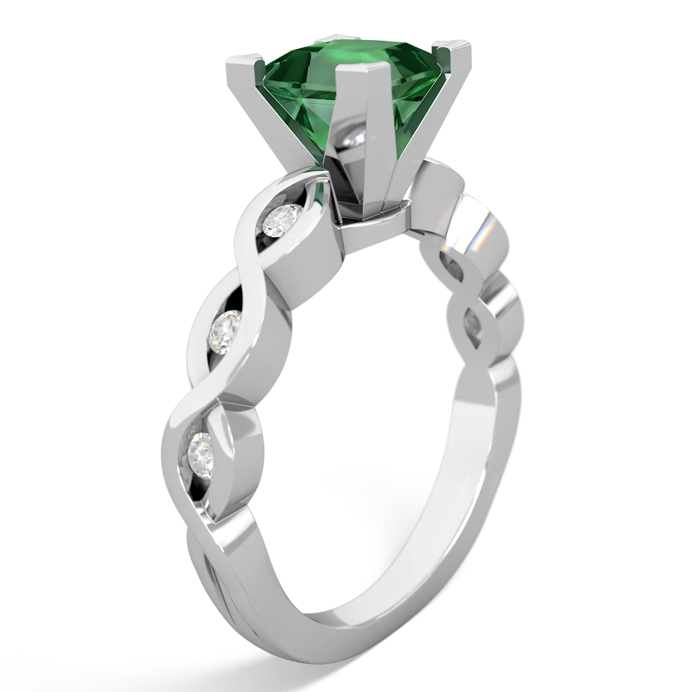 Lab Emerald Infinity 6Mm Princess Engagement 14K White Gold ring R26316SQ