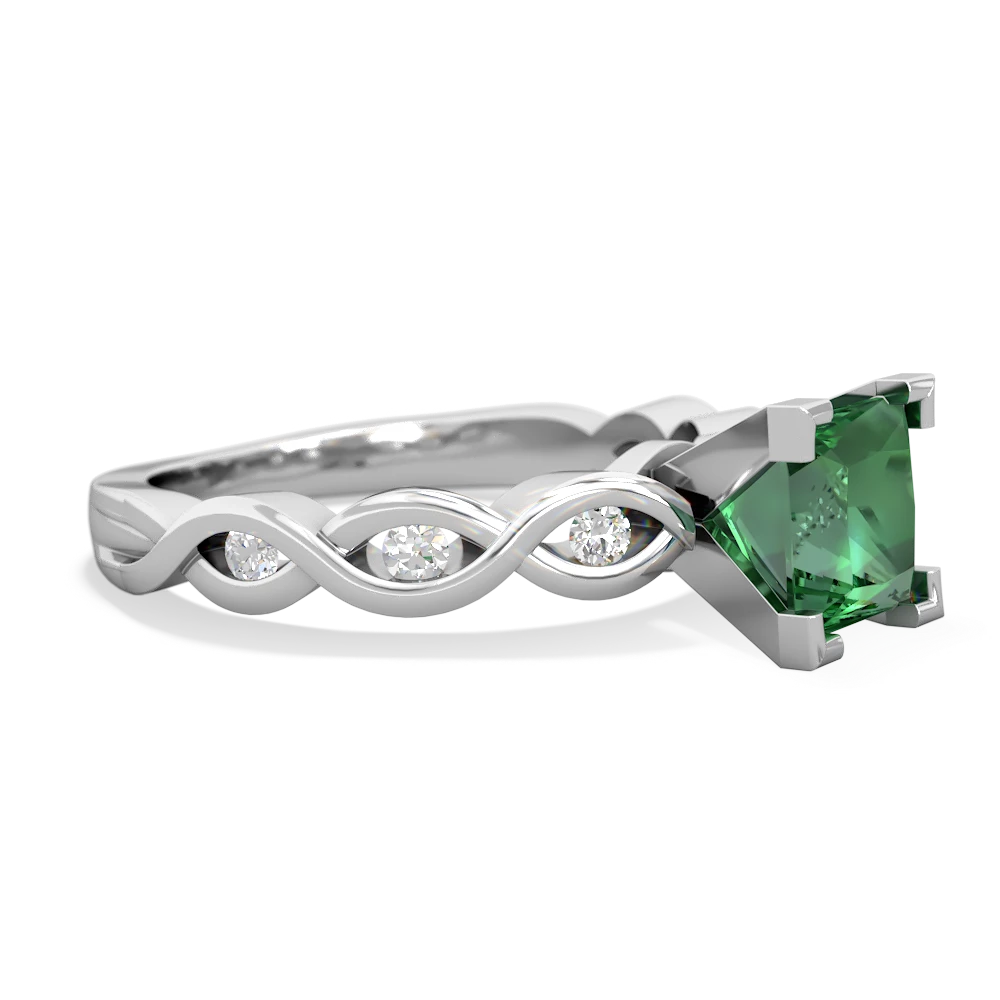 Lab Emerald Infinity 6Mm Princess Engagement 14K White Gold ring R26316SQ