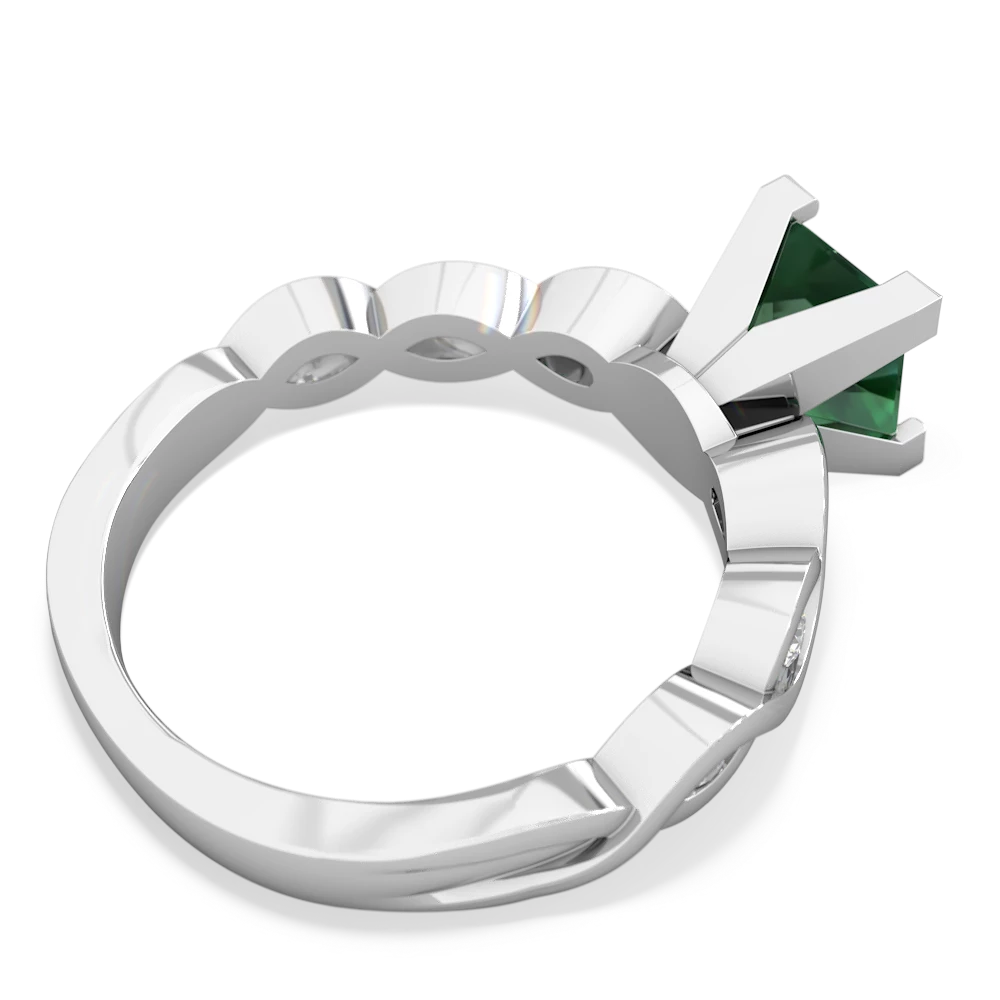 Lab Emerald Infinity 6Mm Princess Engagement 14K White Gold ring R26316SQ