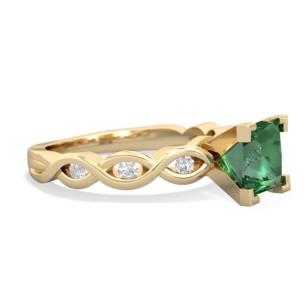 Lab Emerald Infinity 6Mm Princess Engagement 14K Yellow Gold ring R26316SQ