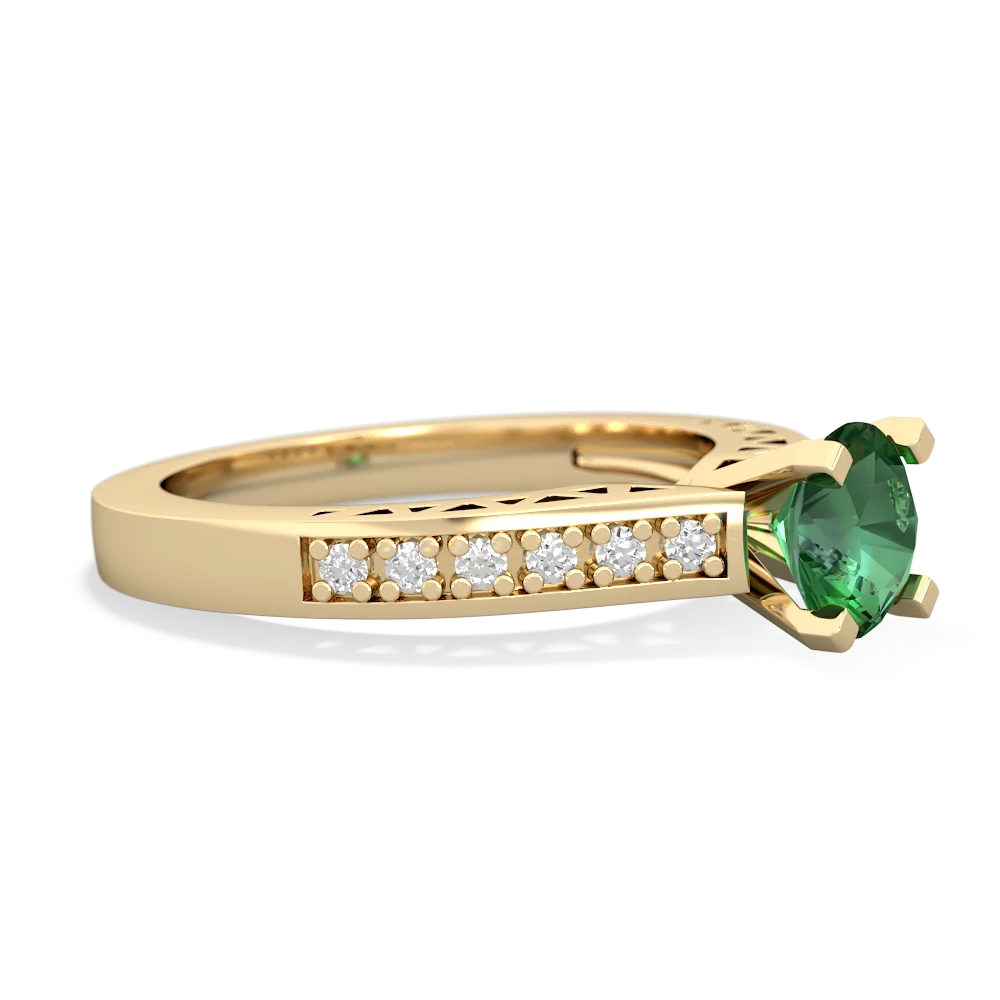 Lab Emerald Art Deco 14K Yellow Gold ring R26356RD