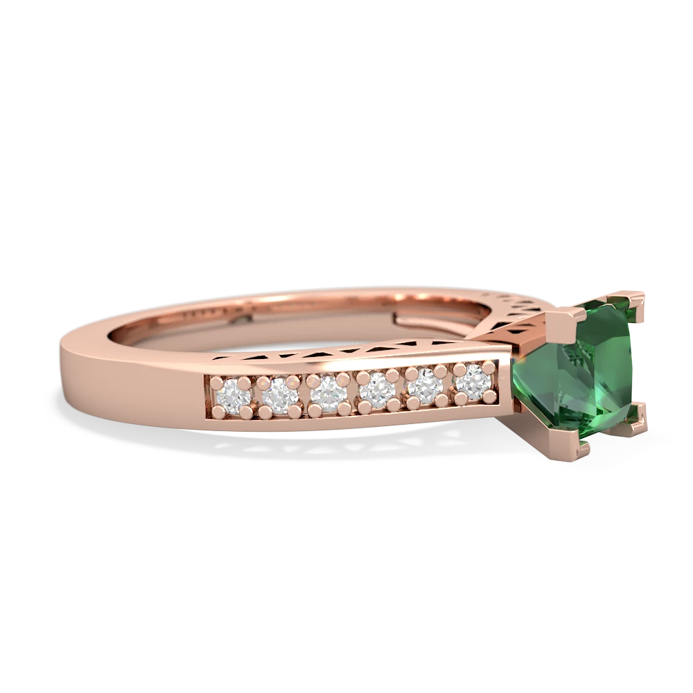 Lab Emerald Art Deco Engagement 5Mm Square 14K Rose Gold ring R26355SQ