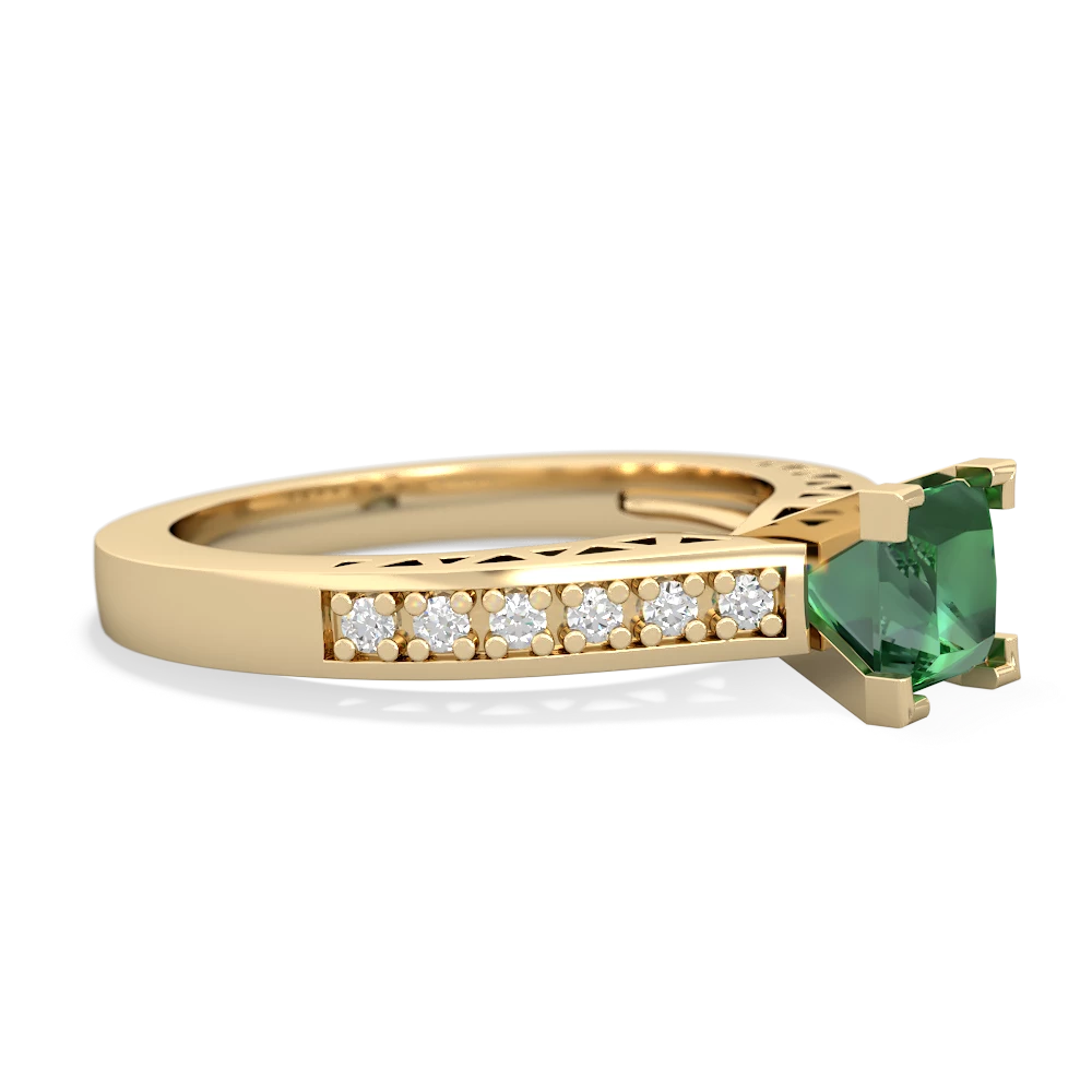 Lab Emerald Art Deco Engagement 5Mm Square 14K Yellow Gold ring R26355SQ