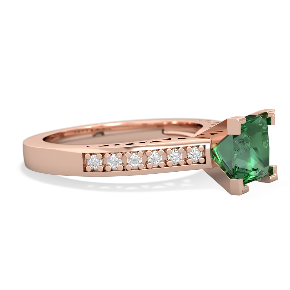 Lab Emerald Art Deco Engagement 6Mm Princess 14K Rose Gold ring R26356SQ