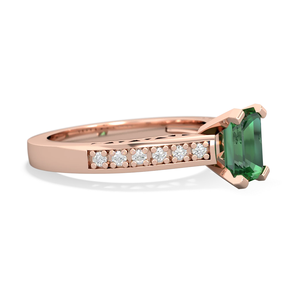 Lab Emerald Art Deco Engagement 7X5mm Emerald-Cut 14K Rose Gold ring R26357EM