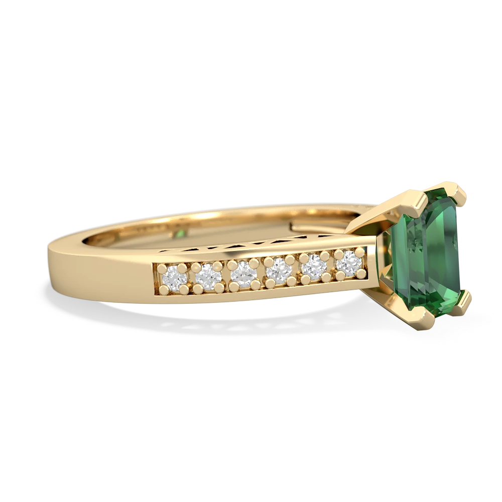 Lab Emerald Art Deco Engagement 7X5mm Emerald-Cut 14K Yellow Gold ring R26357EM