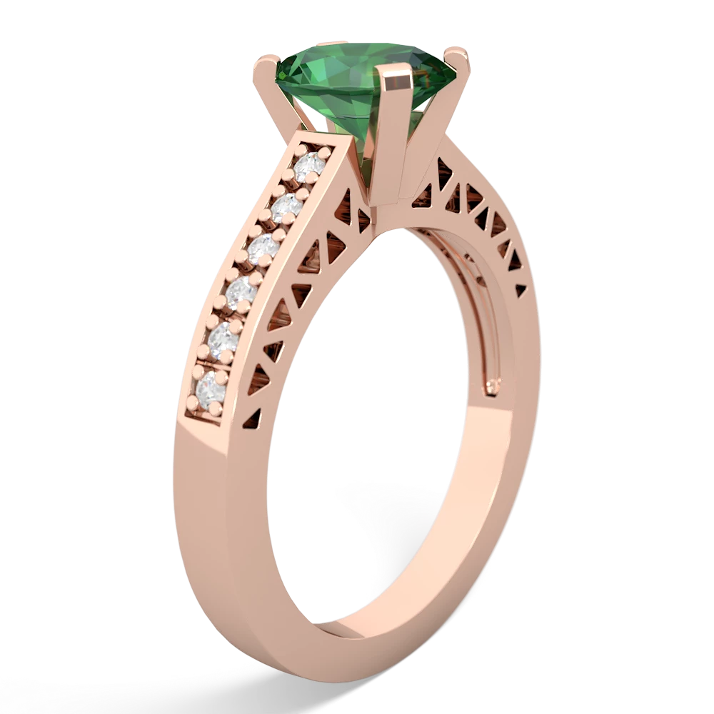 Lab Emerald Art Deco Engagement 8X6mm Oval 14K Rose Gold ring R26358VL