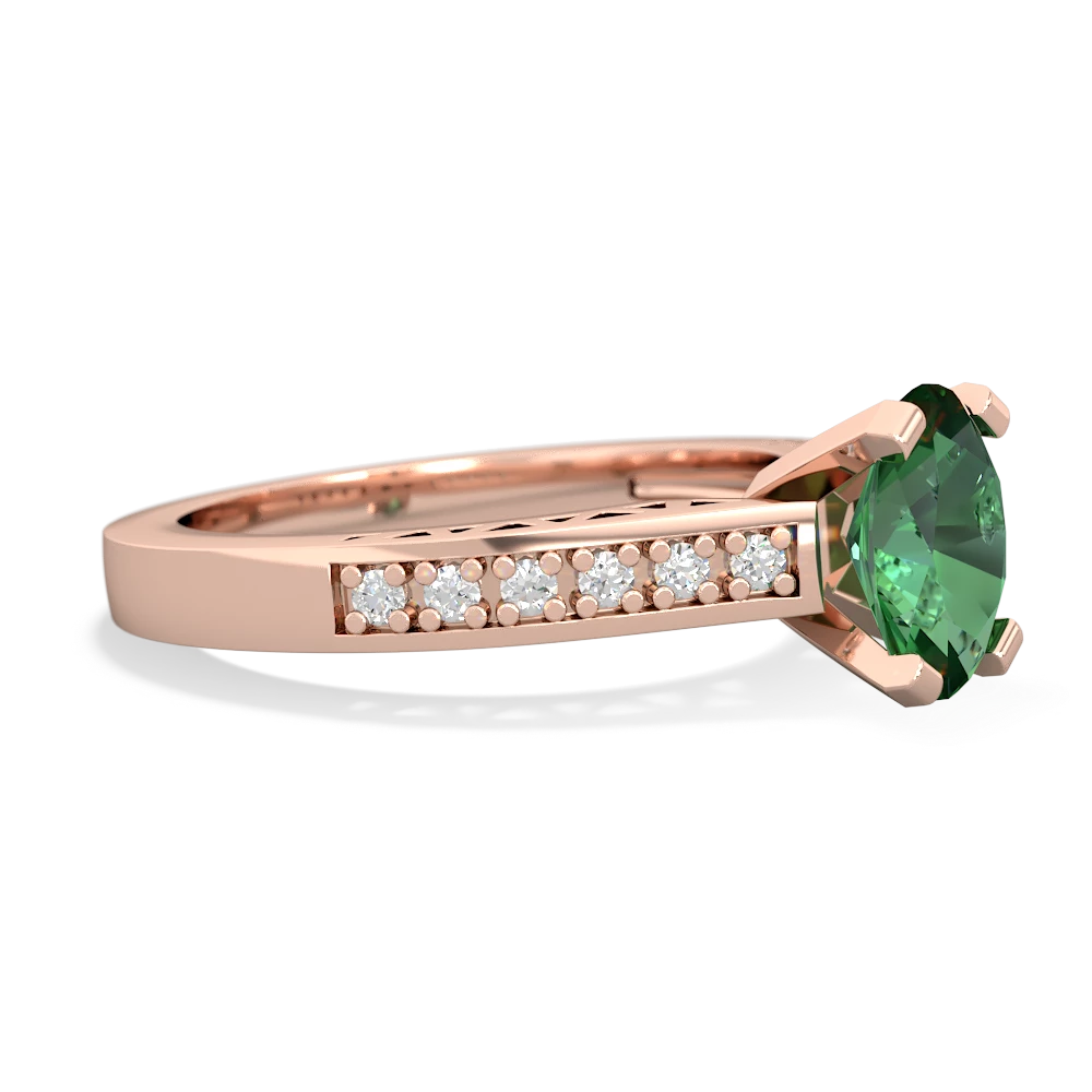 Lab Emerald Art Deco Engagement 8X6mm Oval 14K Rose Gold ring R26358VL