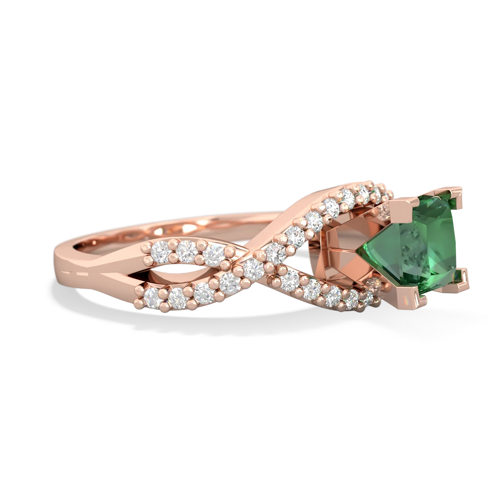 Lab Emerald Diamond Twist 5Mm Square Engagment  14K Rose Gold ring R26405SQ