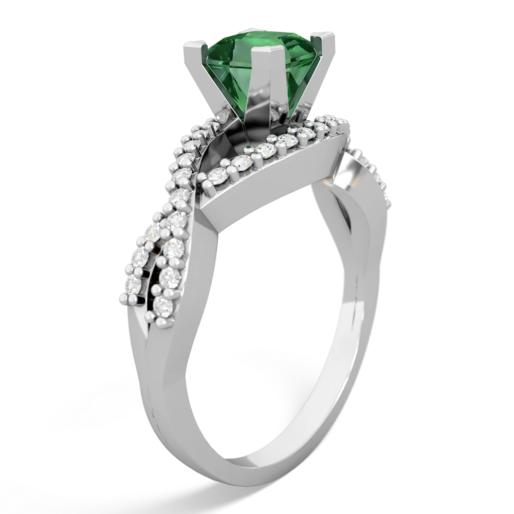 Lab Emerald Diamond Twist 5Mm Square Engagment  14K White Gold ring R26405SQ