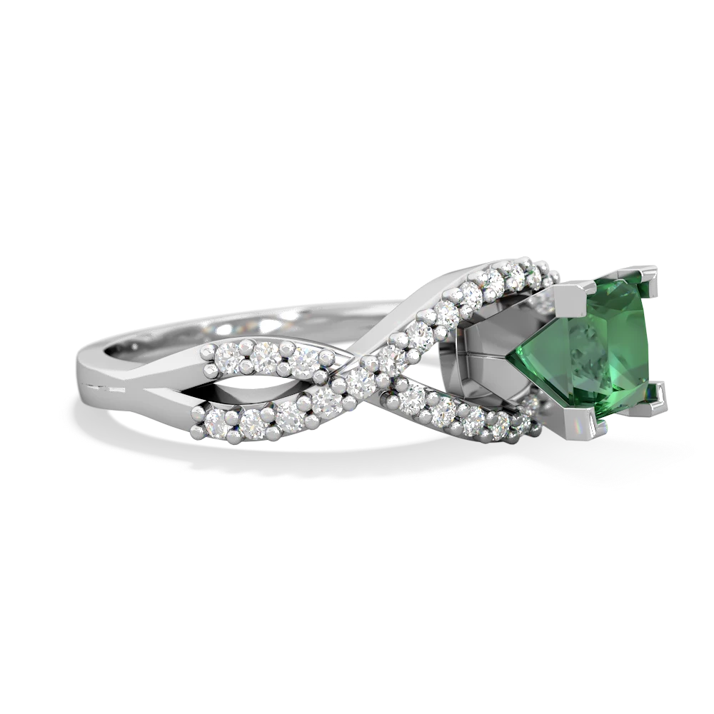 Lab Emerald Diamond Twist 5Mm Square Engagment  14K White Gold ring R26405SQ