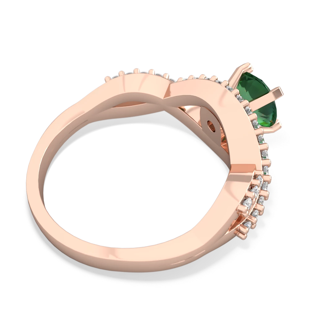 Lab Emerald Diamond Twist 6Mm Round Engagment  14K Rose Gold ring R26406RD