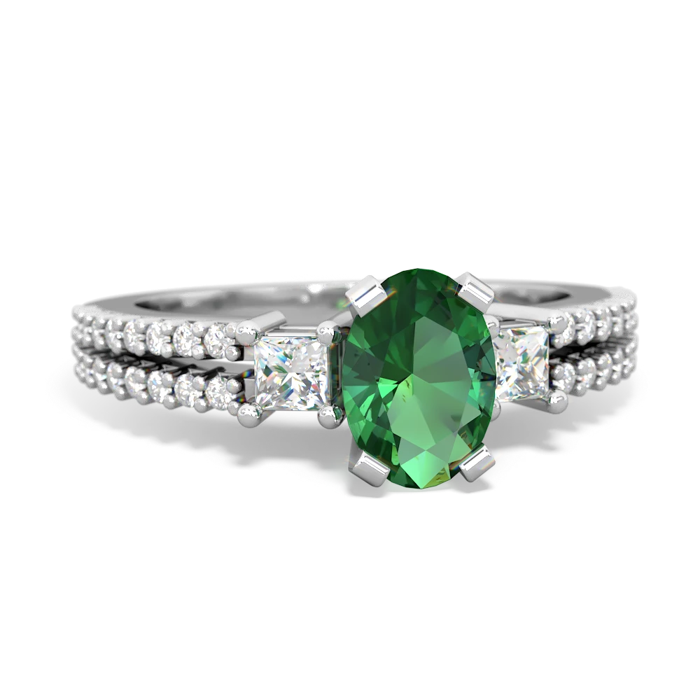 Lab Emerald Engagement 14K White Gold ring R26437VL