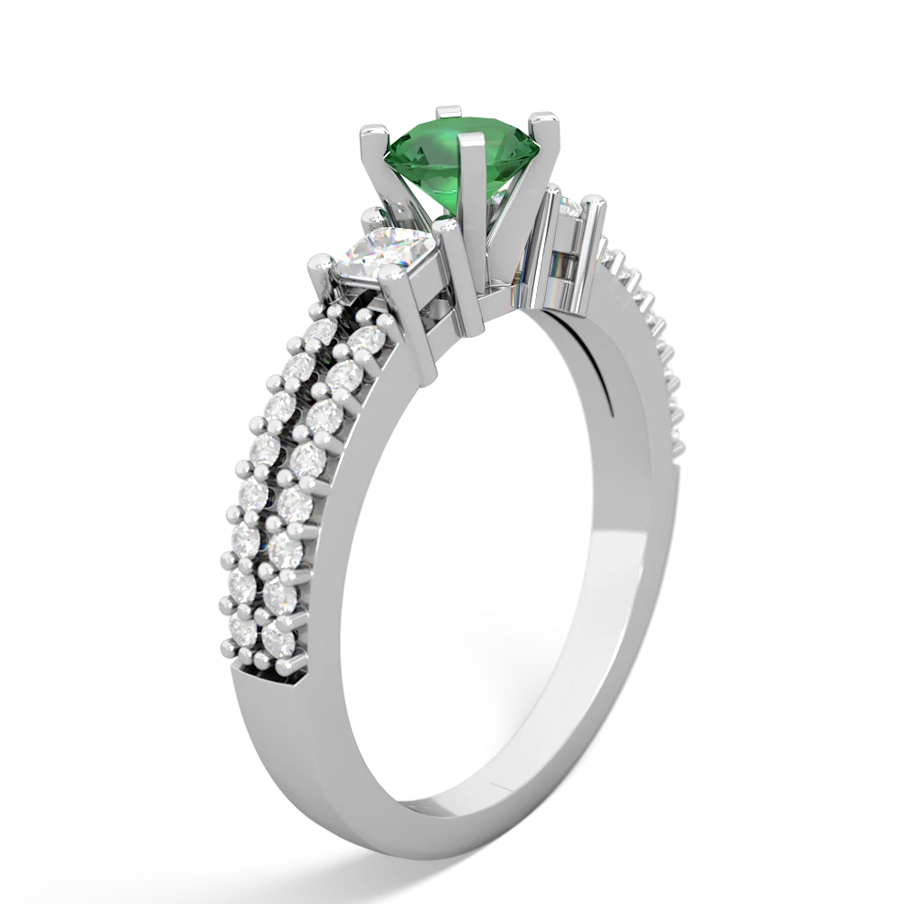 Lab Emerald Classic 5Mm Round Engagement 14K White Gold ring R26435RD