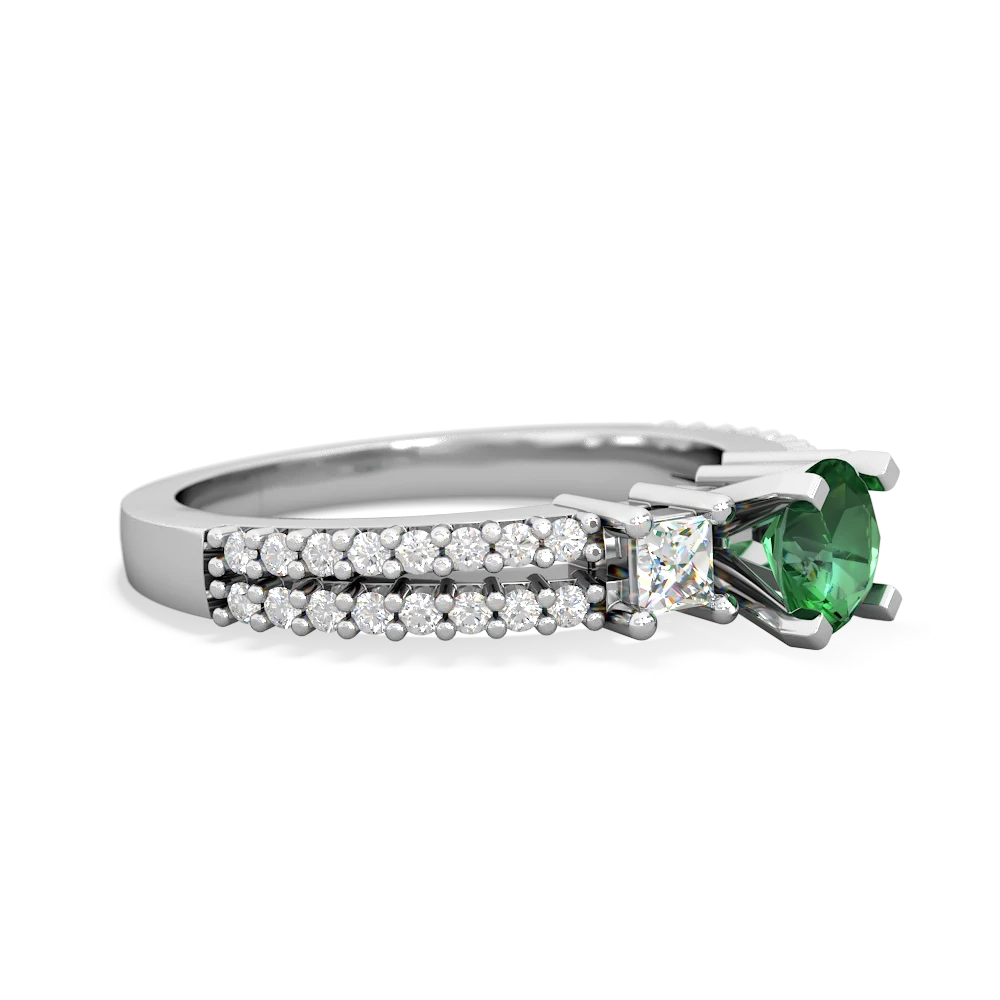 Lab Emerald Classic 5Mm Round Engagement 14K White Gold ring R26435RD