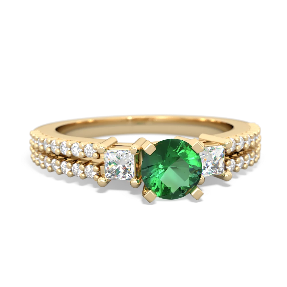 Lab Emerald Classic 5Mm Round Engagement 14K Yellow Gold ring R26435RD