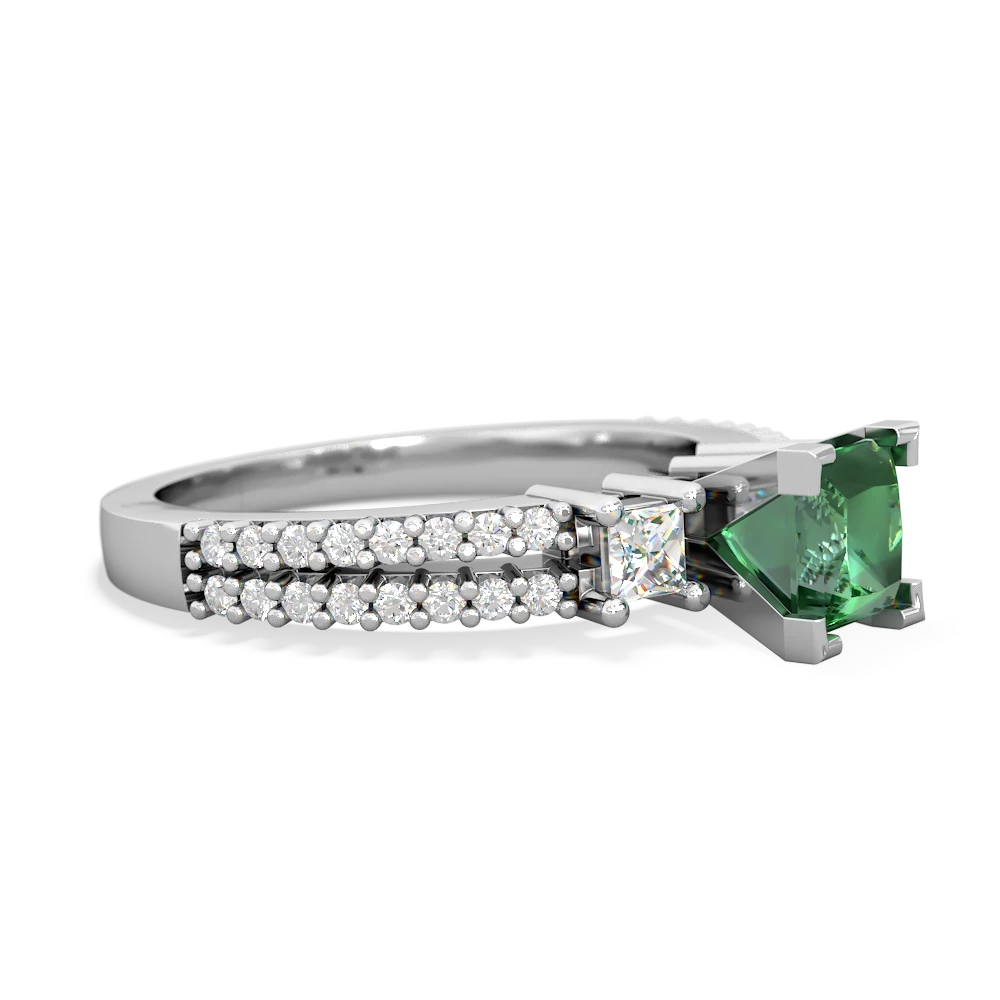 Lab Emerald Classic 5Mm Square Engagement 14K White Gold ring R26435SQ