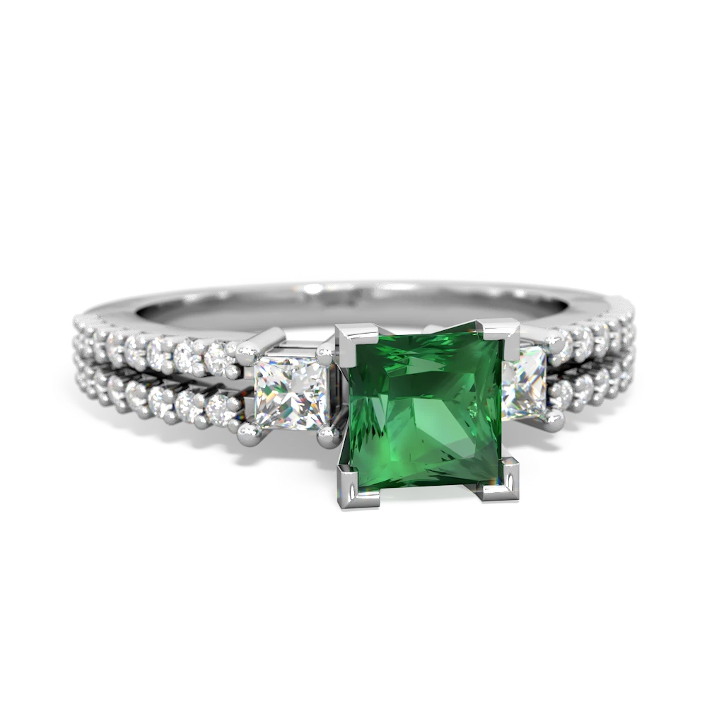 Lab Emerald Classic 5Mm Square Engagement 14K White Gold ring R26435SQ