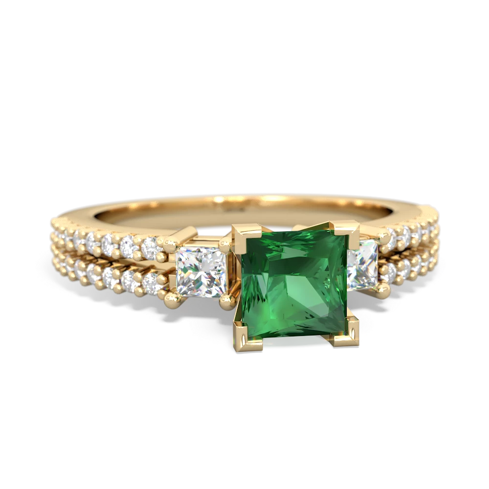 Lab Emerald Classic 5Mm Square Engagement 14K Yellow Gold ring R26435SQ