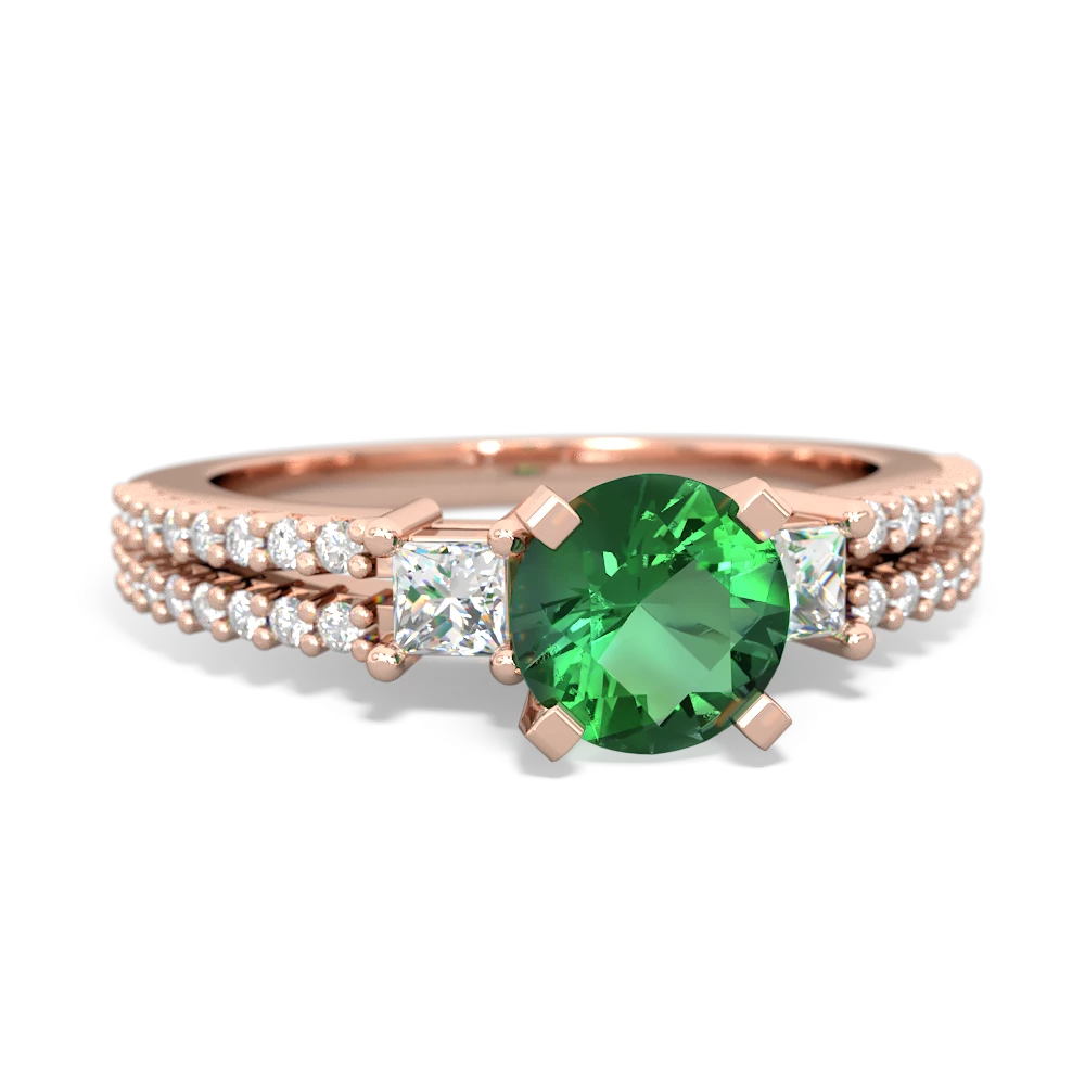 Lab Emerald Classic 6Mm Round Engagement 14K Rose Gold ring R26436RD