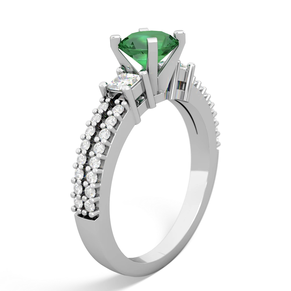 Lab Emerald Classic 6Mm Round Engagement 14K White Gold ring R26436RD