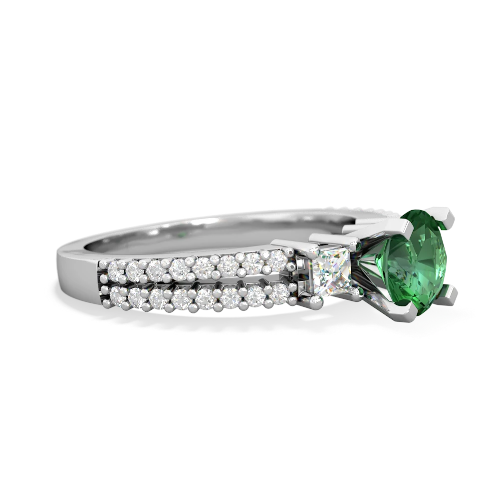 Lab Emerald Classic 6Mm Round Engagement 14K White Gold ring R26436RD