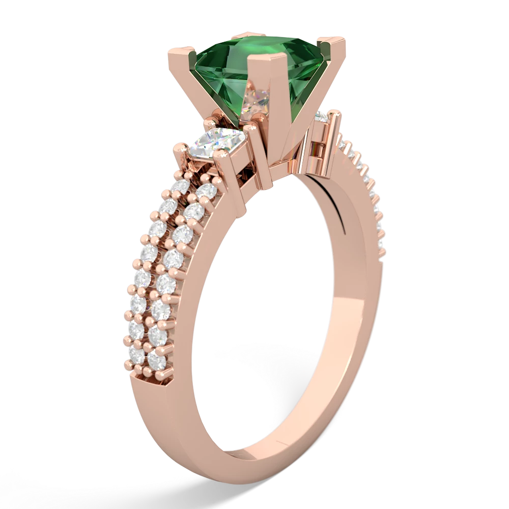 Lab Emerald Classic 6Mm Princess Engagement 14K Rose Gold ring R26436SQ