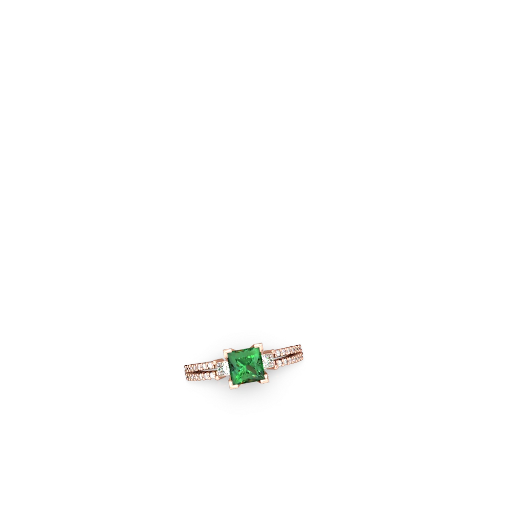 Lab Emerald Classic 6Mm Princess Engagement 14K Rose Gold ring R26436SQ