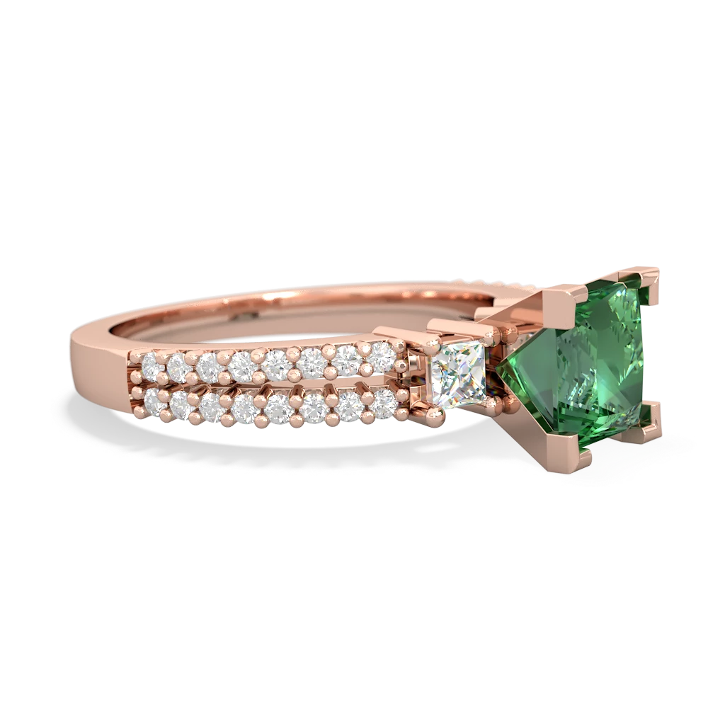 Lab Emerald Classic 6Mm Princess Engagement 14K Rose Gold ring R26436SQ