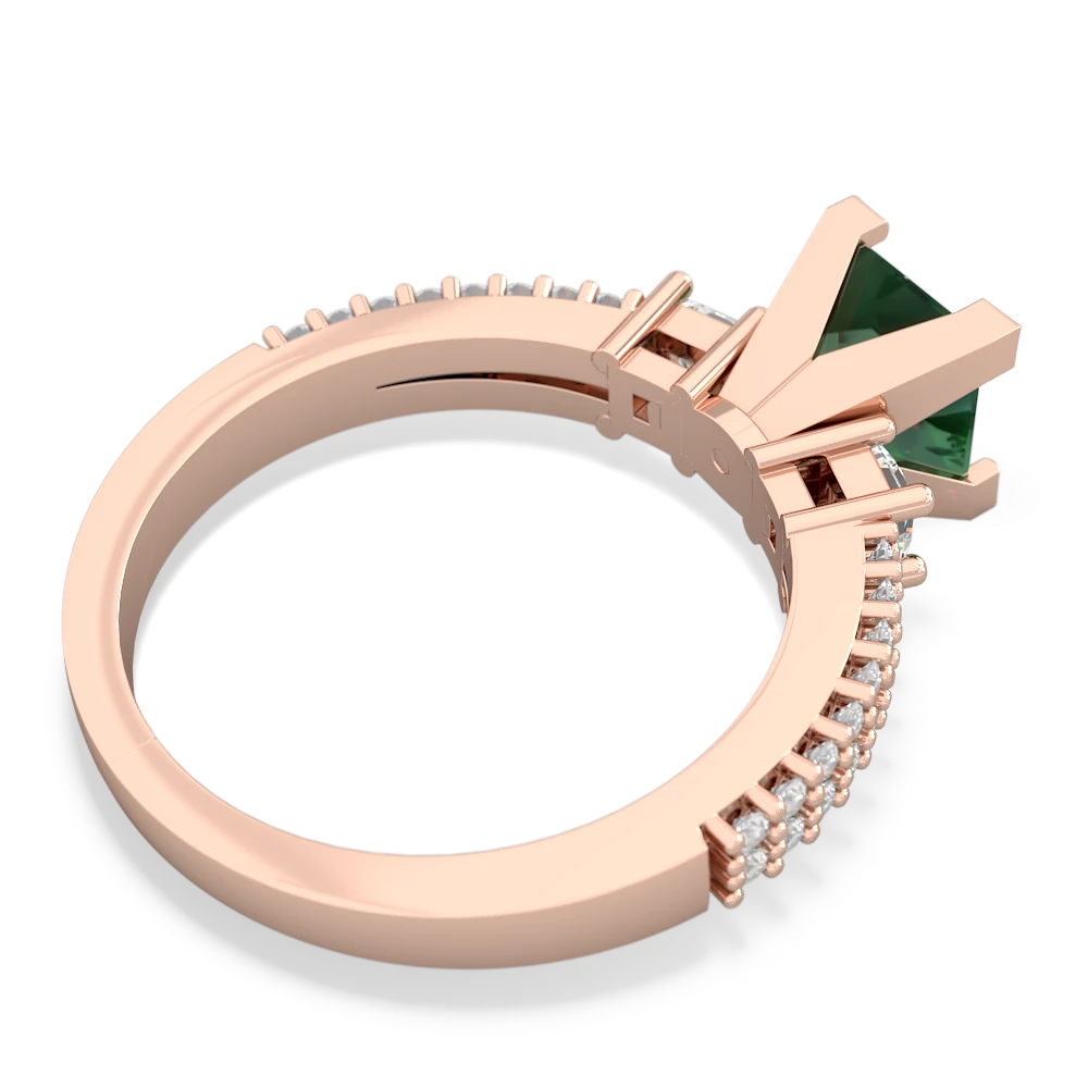 Lab Emerald Classic 6Mm Princess Engagement 14K Rose Gold ring R26436SQ