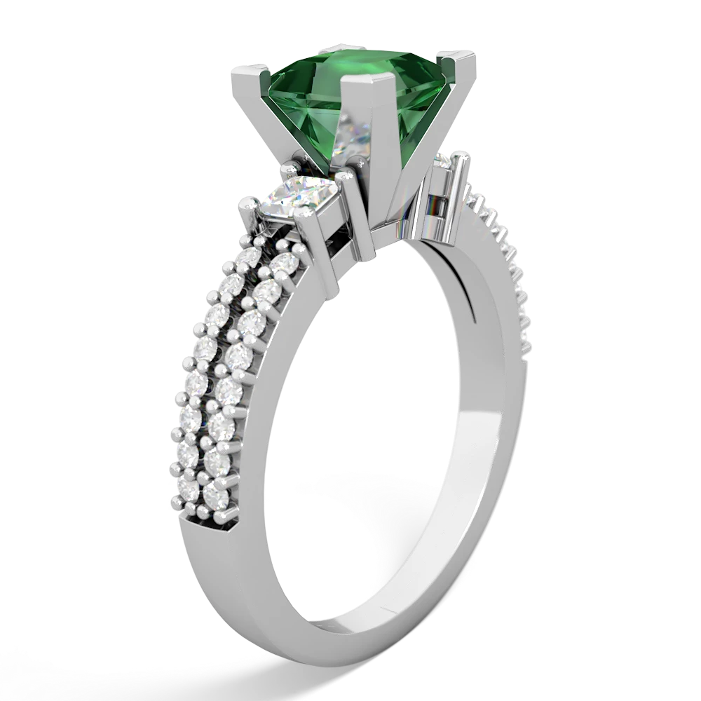 Lab Emerald Classic 6Mm Princess Engagement 14K White Gold ring R26436SQ