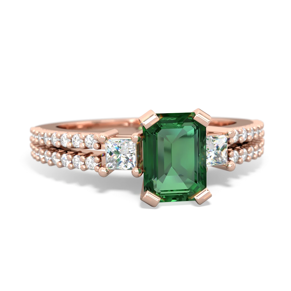 Lab Emerald Classic 7X5mm Emerald-Cut Engagement 14K Rose Gold ring R26437EM