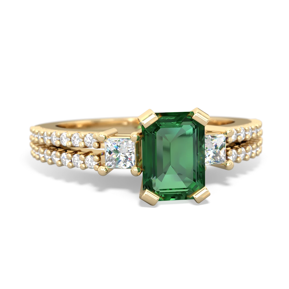 Lab Emerald Classic 7X5mm Emerald-Cut Engagement 14K Yellow Gold ring R26437EM