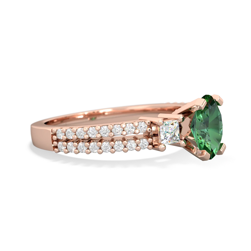 Lab Emerald Classic 7X5mm Oval Engagement 14K Rose Gold ring R26437VL