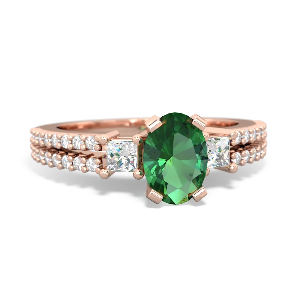 Lab Emerald Classic 7X5mm Oval Engagement 14K Rose Gold ring R26437VL