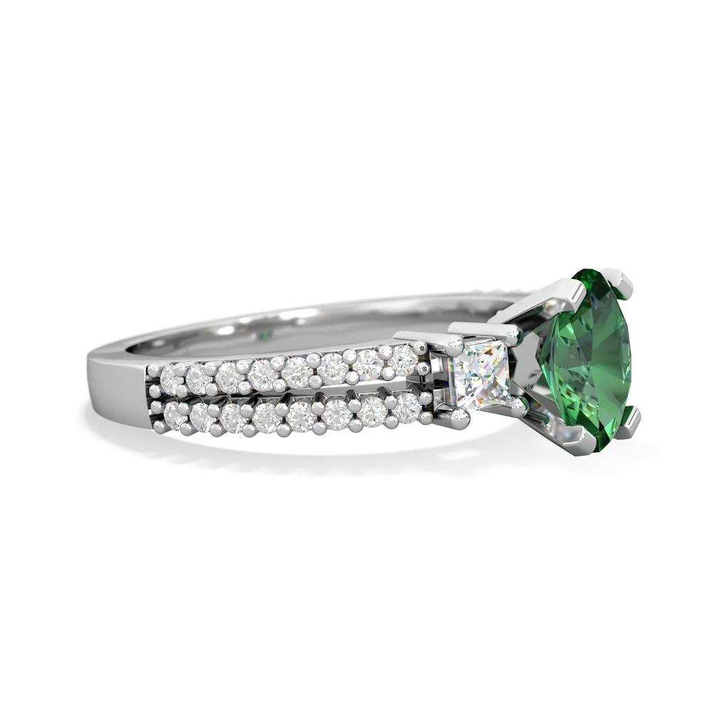 Lab Emerald Classic 7X5mm Oval Engagement 14K White Gold ring R26437VL