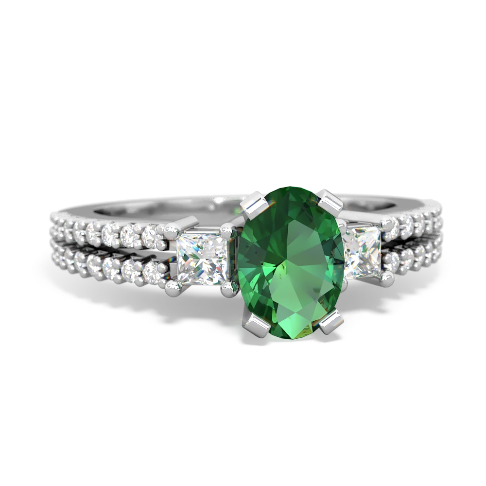 Lab Emerald Classic 7X5mm Oval Engagement 14K White Gold ring R26437VL