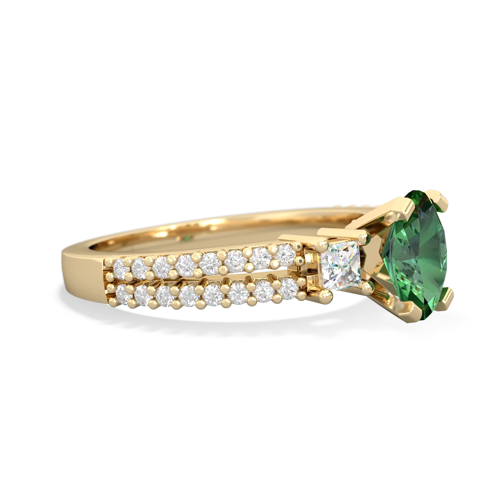 Lab Emerald Classic 7X5mm Oval Engagement 14K Yellow Gold ring R26437VL