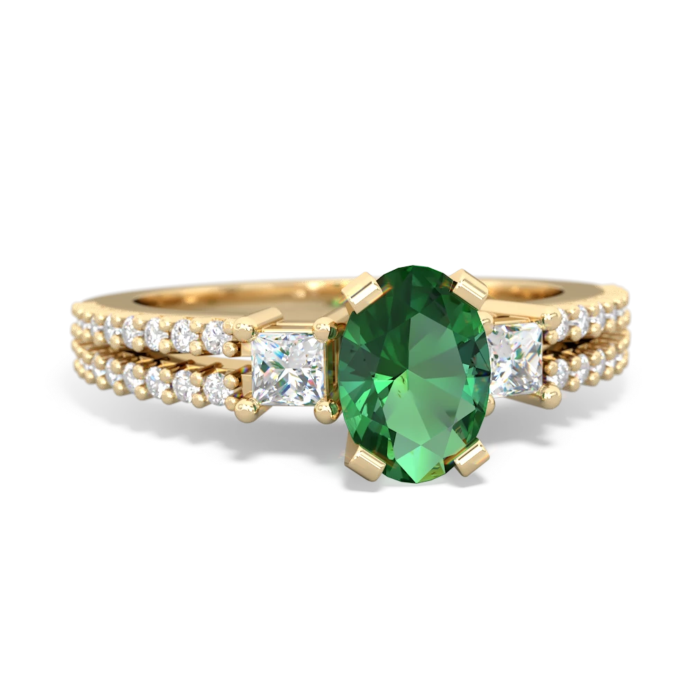 Lab Emerald Classic 7X5mm Oval Engagement 14K Yellow Gold ring R26437VL