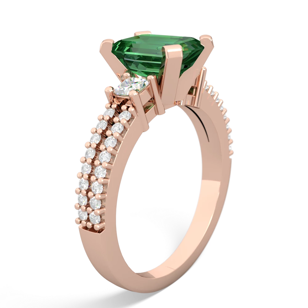 Lab Emerald Classic 8X6mm Emerald-Cut Engagement 14K Rose Gold ring R26438EM