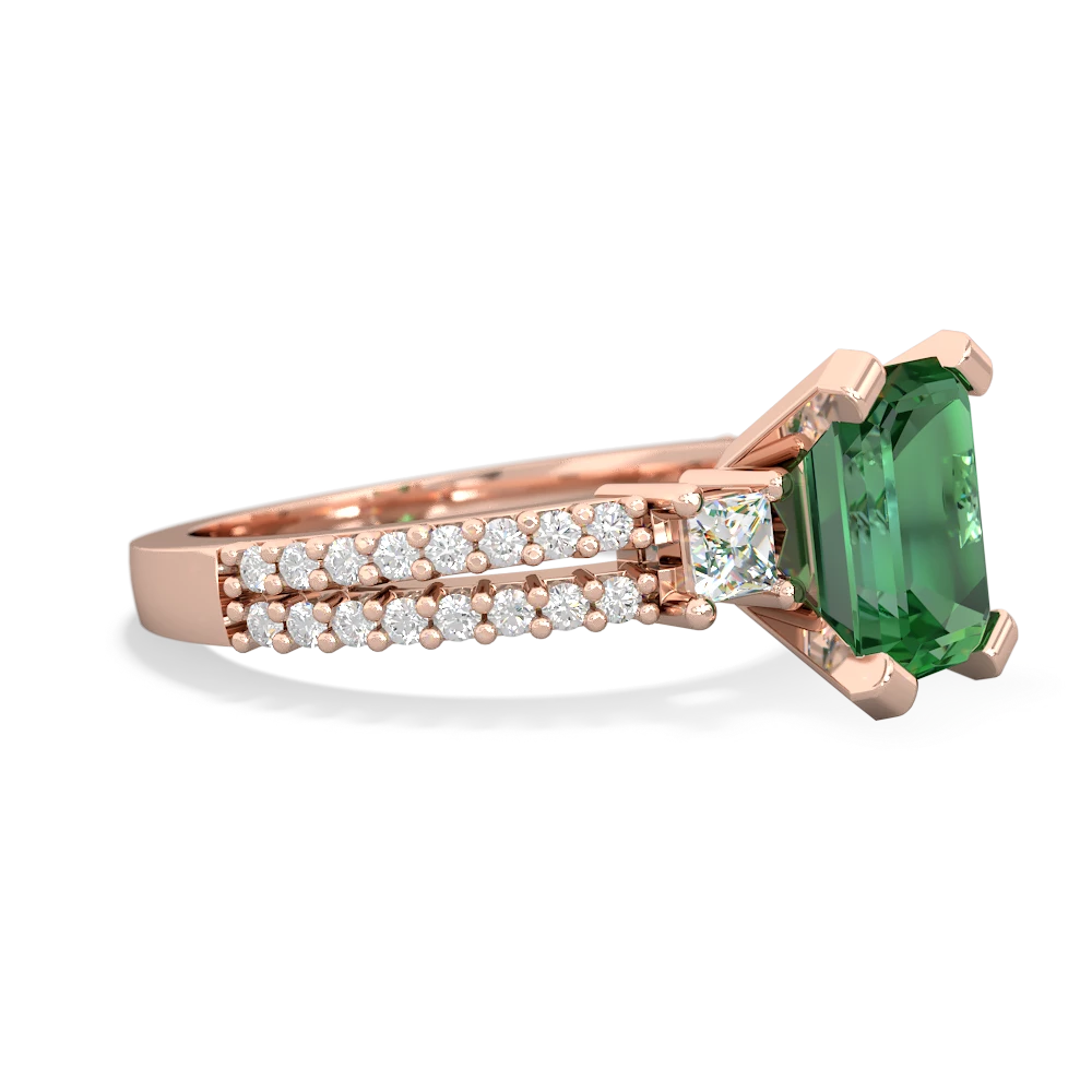 Lab Emerald Classic 8X6mm Emerald-Cut Engagement 14K Rose Gold ring R26438EM