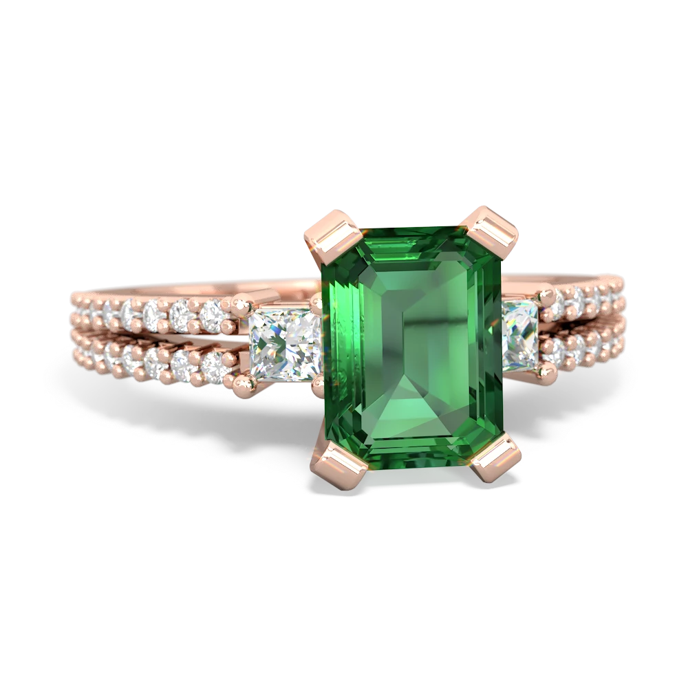 Lab Emerald Classic 8X6mm Emerald-Cut Engagement 14K Rose Gold ring R26438EM