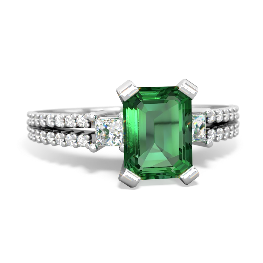 Lab Emerald Classic 8X6mm Emerald-Cut Engagement 14K White Gold ring R26438EM