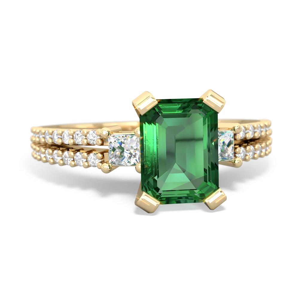 Lab Emerald Classic 8X6mm Emerald-Cut Engagement 14K Yellow Gold ring R26438EM