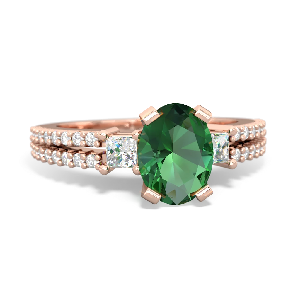 Lab Emerald Classic 8X6mm Oval Engagement 14K Rose Gold ring R26438VL