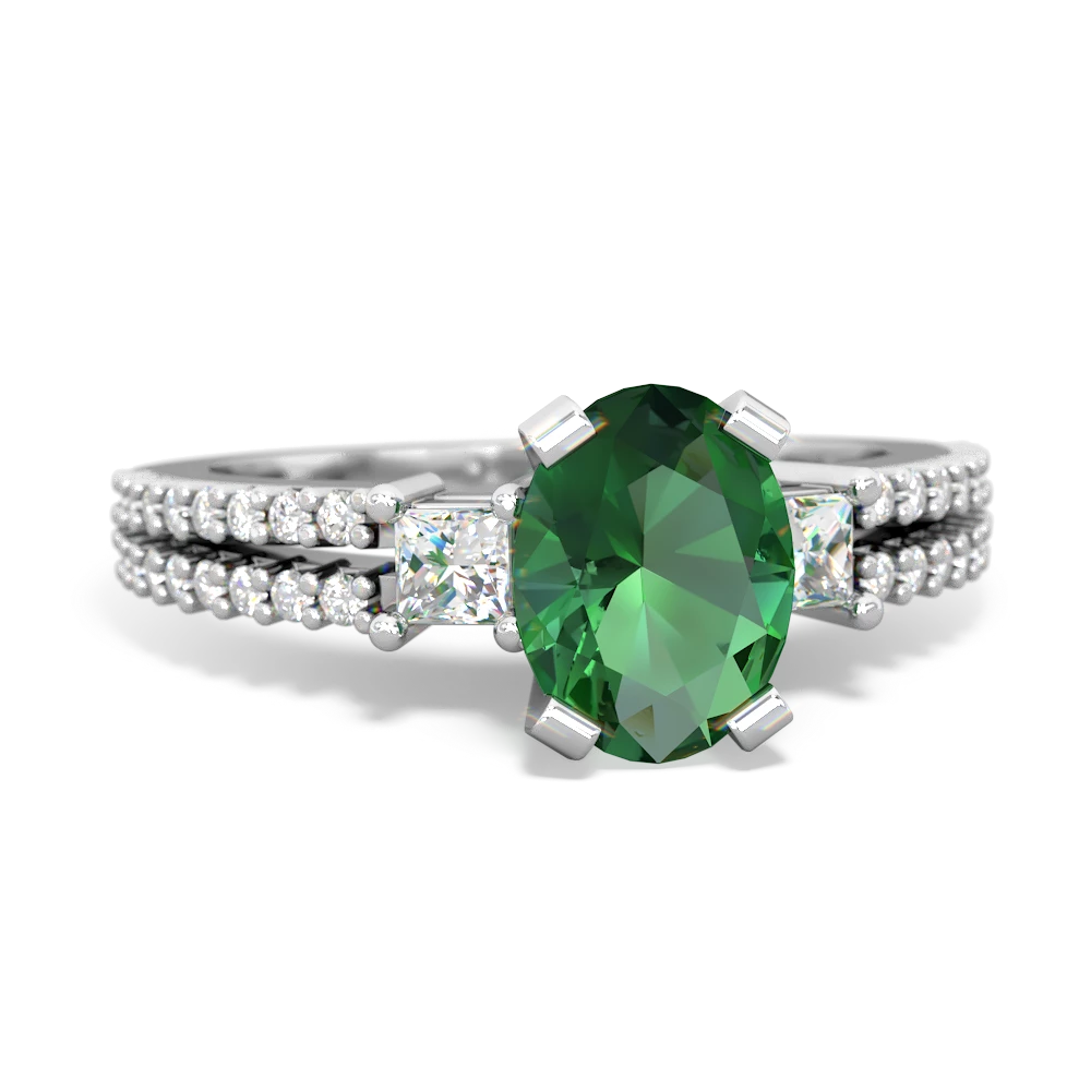 Lab Emerald Classic 8X6mm Oval Engagement 14K White Gold ring R26438VL