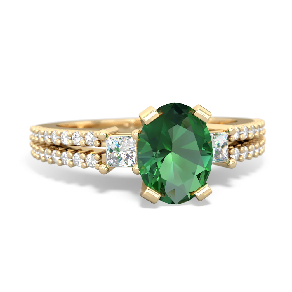 Lab Emerald Classic 8X6mm Oval Engagement 14K Yellow Gold ring R26438VL